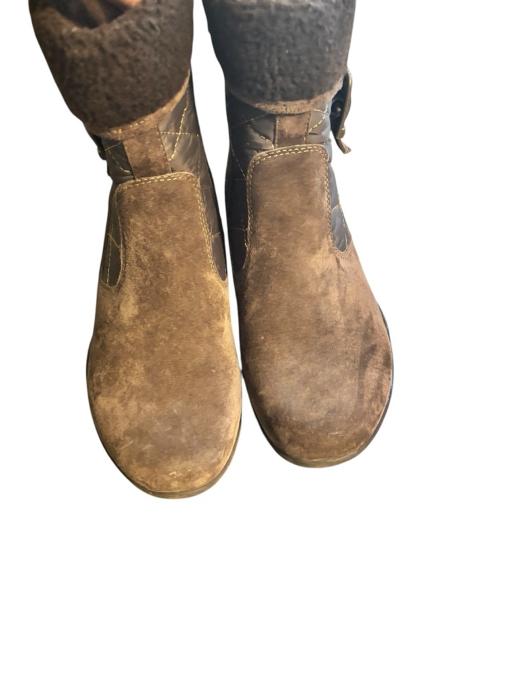 Earth Origins Womens Pinnacle Ankle Boots Booties Brown Suede Faux Fur Zip 9B - Picture 4 of 8